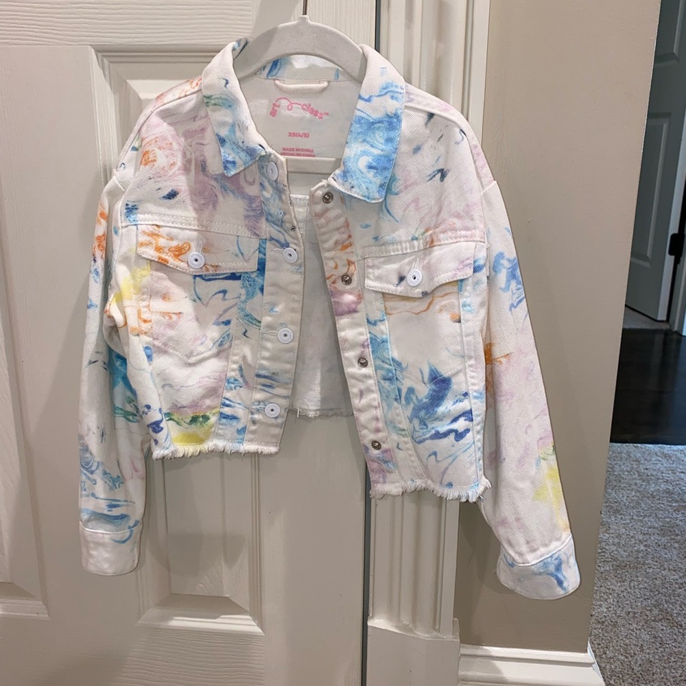 Never been worn tie dye cropped denim jacket